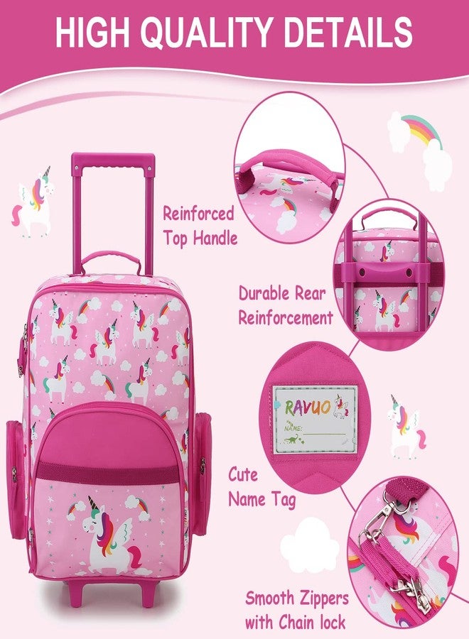 RAVUO Kids Luggage for Girls, Cute Unicorn Rolling Travel Carry on Suitcases with Wheels for Toddler Children - Image 3
